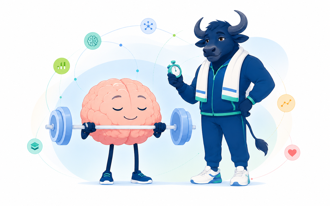 Não đang tập tạ nhẹ cùng huấn luyện viên Data Buffalo — tâm trí cũng cần luyện như cơ bắp